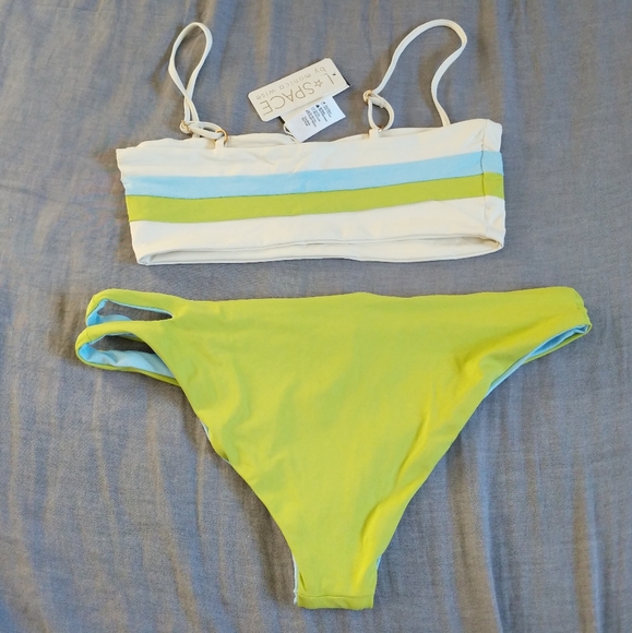 L*Space Rebel Striped Bikini Top Breakers Reversible Bottoms - Picture 2 of 8